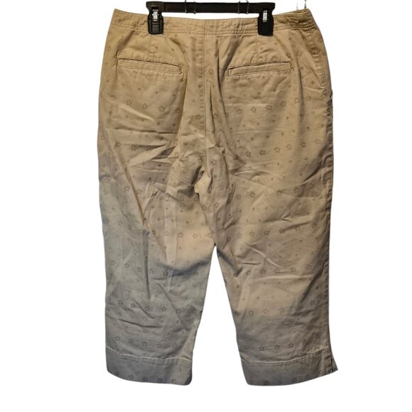 Liz Claiborne Liz wear Tapered Pants Women's size 12 Khaki Beige Flower Detailed - Picture 2 of 3